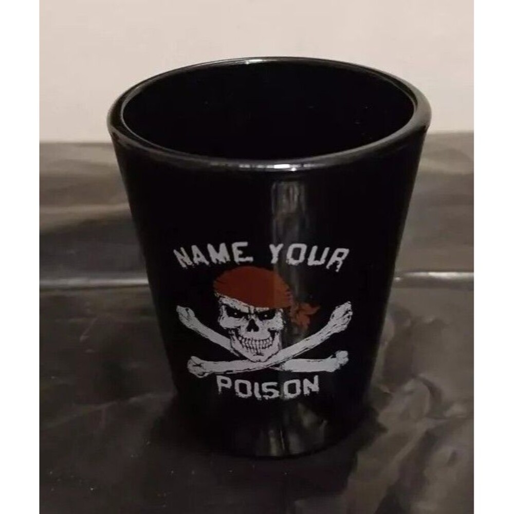 Black Shot Glass W Skull N Cross Bones
